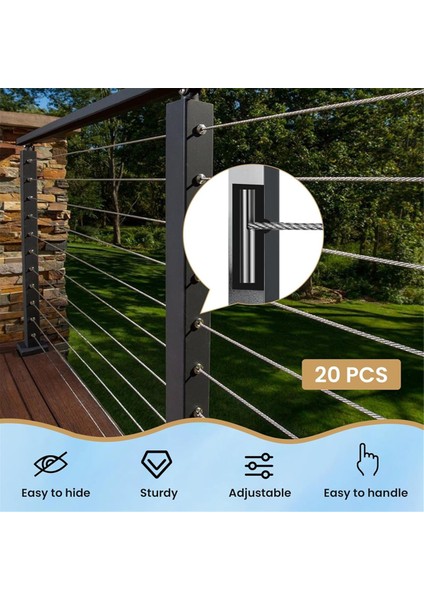 20 Paket 1/8 Inç Kablo Korkuluk Takımı,swageless Kablo Korkuluk Takımı (Yurt Dışından)
