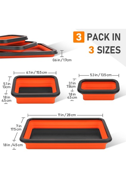 3 Farklı Boyutta Katlanabilir Silikon Manyetik Alet Tepsisi (Yurt Dışından) indirimleri