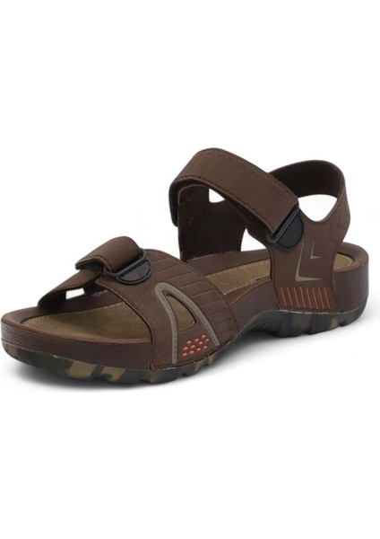 2145-9829 Tam Anatomik Bantlı Günlük ve Deniz,havuz Gibi Islak Zeminler Için Uyumlu Erkek Sandalet - NKT02145-KAHVERENGI-40