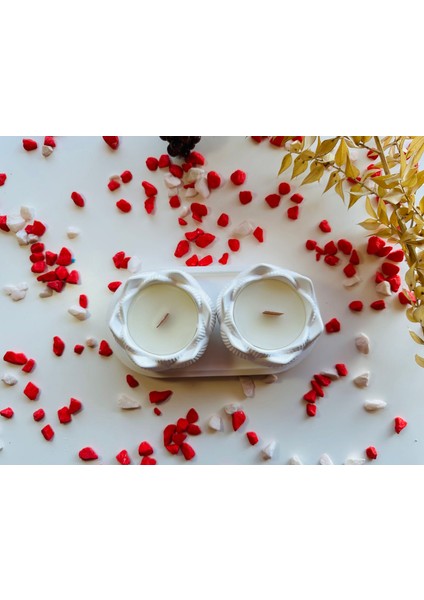 Dekoratif Lotus Çiçeği Mum ve Oval Tepsili Aksesuar Seti modelleri