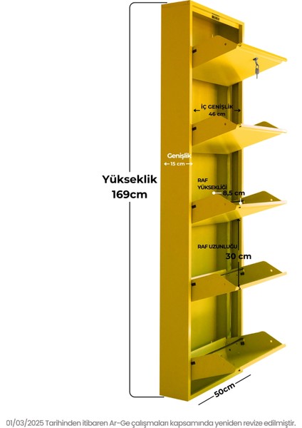 Kilitli 5'li Metal Ayakkabılık - Sarı modelleri