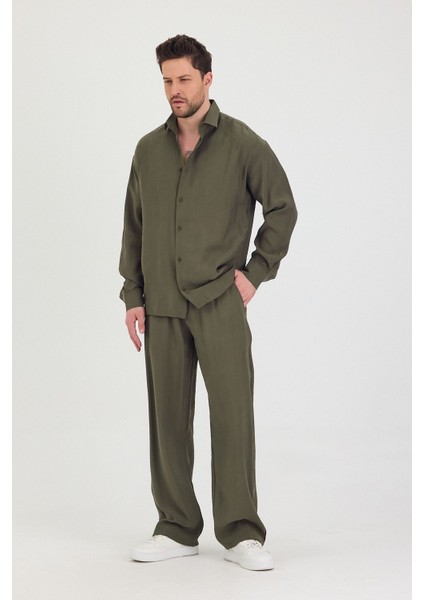 Erkek Oversize Rahat Kalıp Gömlek-Pantolon Alt-Üst Takım fırsatları