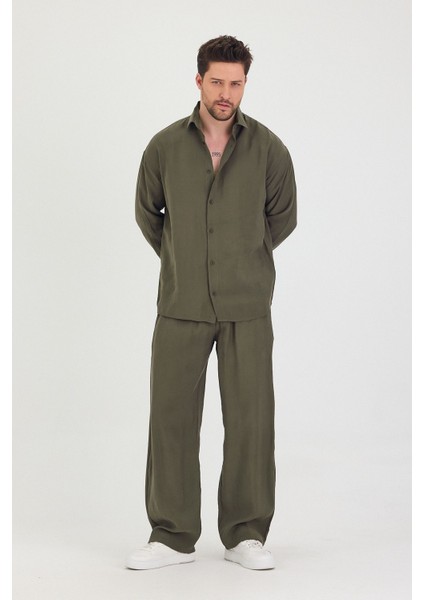 Erkek Oversize Rahat Kalıp Gömlek-Pantolon Alt-Üst Takım indirimleri