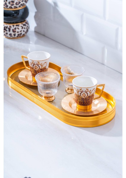 Pronto 2 Kişilik Cam Tepsili Kahve Fincanı Takımı - 90 ml
