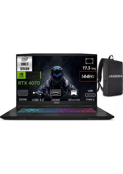Msı Katana 17 I7 13620H B13VGK-1040XTR-24 32GB 2tb+2tb RTX4070 8gb Freedos 17.3" Full Hd Taşınabilir Bilgisayar & B13VGK1040XTRK24