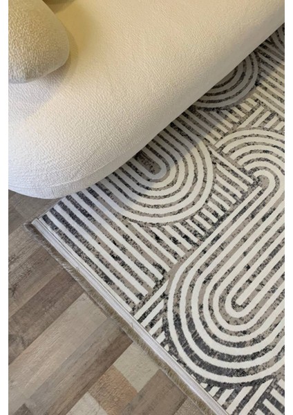Herat Yıkanabilir Dokuma Kaymaz Taban Gri Halı Yolluk Kilim - HR133 fırsatları
