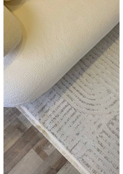 Herat Yıkanabilir Dokuma Kaymaz Taban Beyaz Halı Yolluk Kilim - HR133 indirimleri