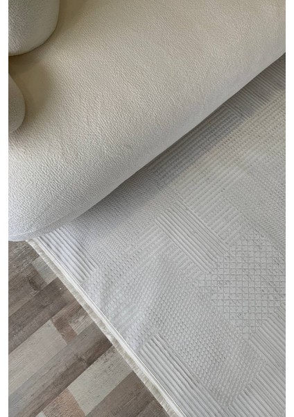Herat Yıkanabilir Dokuma Kaymaz Taban Beyaz Halı Yolluk Kilim - HR119 fiyatları