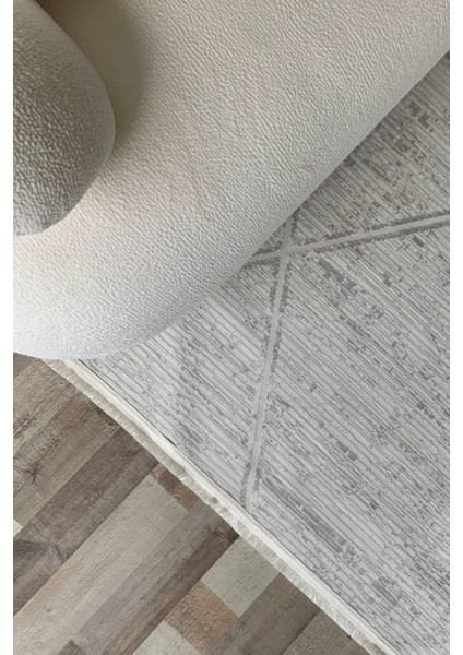 Herat Yıkanabilir Dokuma Kaymaz Taban Beyaz Halı Yolluk Kilim - HR070
