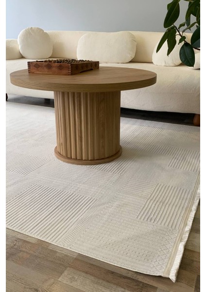 Herat Yıkanabilir Dokuma Kaymaz Taban Beyaz Halı Yolluk Kilim - HR119 indirimleri
