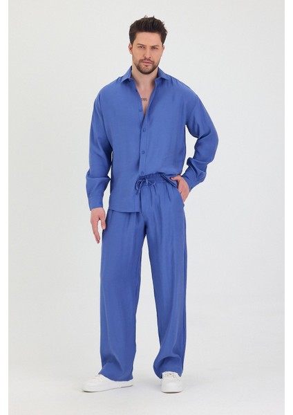 Erkek Oversize Rahat Kalıp Gömlek-Pantolon Alt-Üst Takım