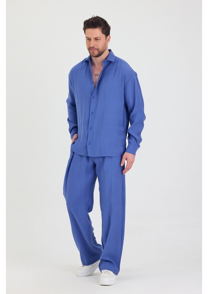 Erkek Oversize Rahat Kalıp Gömlek-Pantolon Alt-Üst Takım fırsatları