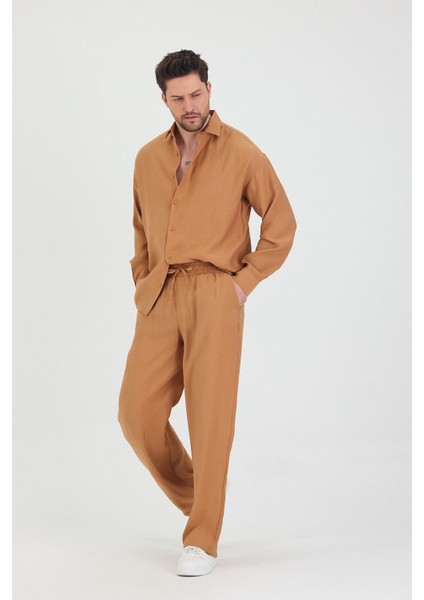 Erkek Oversize Rahat Kalıp Gömlek-Pantolon Alt-Üst Takım indirimleri