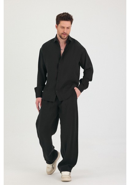 Erkek Oversize Rahat Kalıp Gömlek-Pantolon Alt-Üst Takım fiyatları