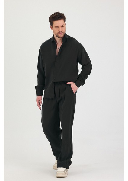 Erkek Oversize Rahat Kalıp Gömlek-Pantolon Alt-Üst Takım fırsatları