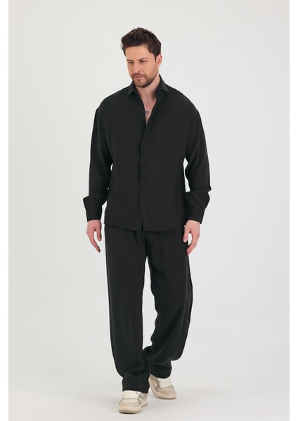 Erkek Oversize Rahat Kalıp Gömlek-Pantolon Alt-Üst Takım indirimleri
