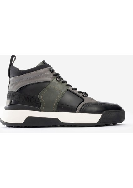 Erkek Kalın Taban Bağcıklı Yarım Bilek Sneaker Gerçek Deri