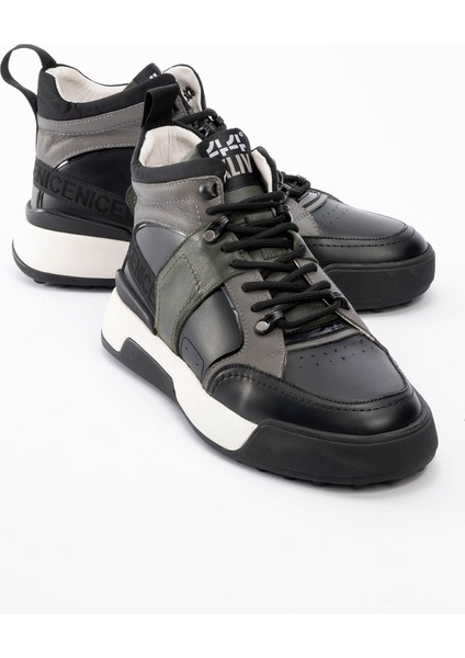 Erkek Kalın Taban Bağcıklı Yarım Bilek Sneaker Gerçek Deri fiyatları