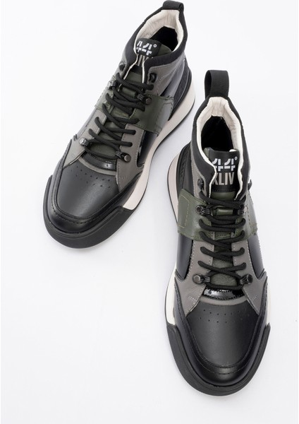 Erkek Kalın Taban Bağcıklı Yarım Bilek Sneaker Gerçek Deri fırsatları