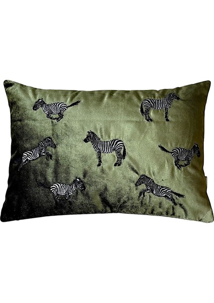 Dekoratif Zebra Desenli Kadife Kırlent Kılıfı ( 35 x 50 cm )