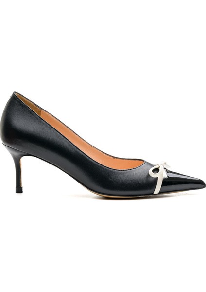 Aranco Siyah Hakiki Deri Kadın Stiletto & Abiye