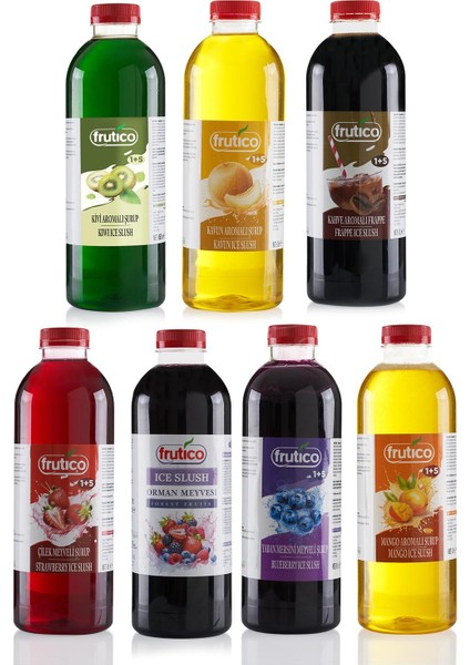 Meyveli İce Slush - Buzlaş - Karlama Şurup Seti 7x1L (7x1000ml)