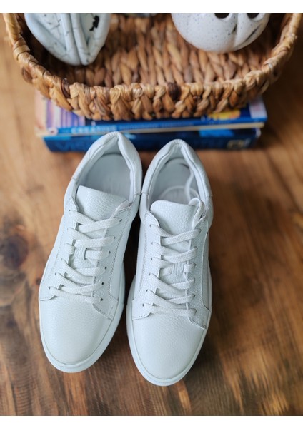 1036-BEYAZ Deri Kadın Sneaker
