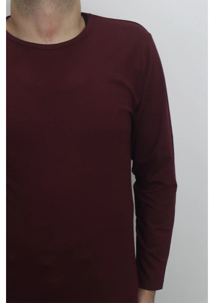 Fistan Store Erkek Bordo Düz Spor Kesim Normal Kalıp Bisiklet Yaka Uzun Kollu Body fiyatları