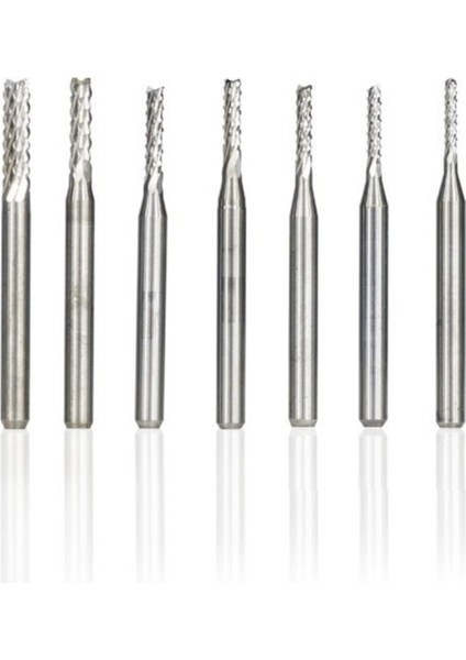 Dremel Benzeri Kalıpçı Taşlama Cnc Karbür Uç Seti Yoğun Çelik Tungsten 7 Parçalı 3.2 Çap Mil Freze