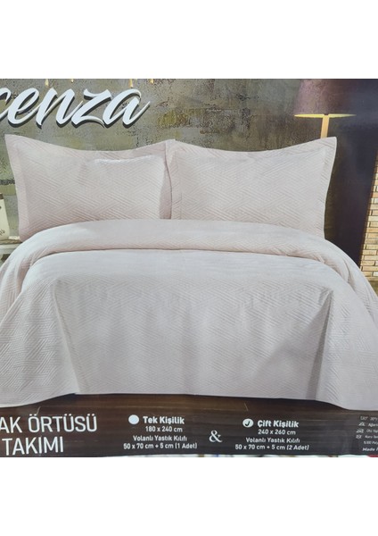 Vicenza Çift Kişilik Tay Tüyü Yatak Örtüsü Krem