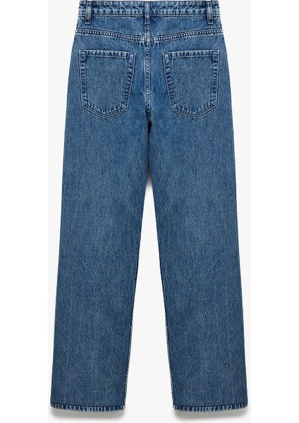 x Sima Tarkan - Pamuklu Düz Uzun Paça Normal Bel Jean Pantolon - Straight Fit Jean 5SAL40207MD