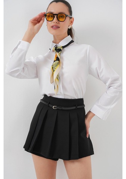 Pileli Mini Şort Etek 5336 - Siyah