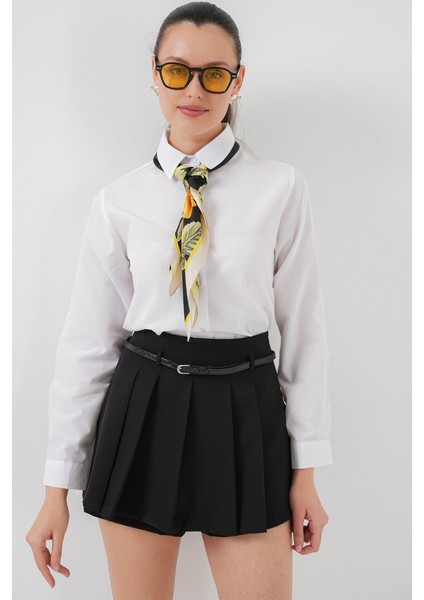 Pileli Mini Şort Etek 5336 - Siyah