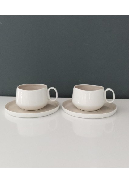 Claasy Bej Porselen 2 Li Fincan Seti 210 ml