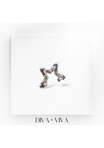 - Renkli Taşlı Yıldız Kadın Kıkırdak Küpe - Aurastar Earcuff