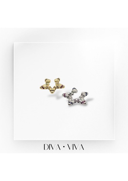 - Renkli Taşlı Yıldız Kadın Kıkırdak Küpe - Aurastar Earcuff