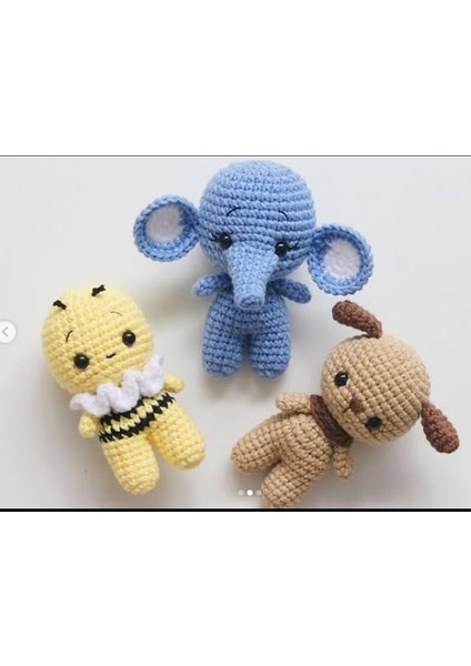 Minik Amigurumi Organik Oyun Arkadaşları (Tosbik, Ayıcık, Fil, Koala, Tilki, Arı ve Köpek) modelleri