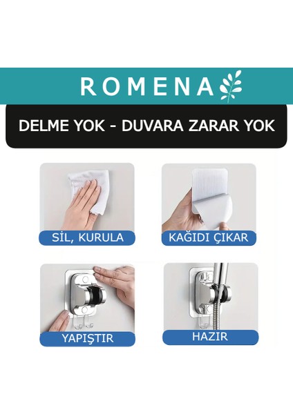 Yeni Tasarım Askılı, Delme Yok, Yapışkanlı, Ayarlanabilir, Krom El Duşu Tutacağı, Duş Mafsalı R5011-K