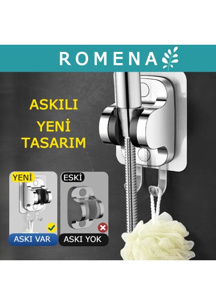 Yeni Tasarım Askılı, Delme Yok, Yapışkanlı, Ayarlanabilir, Krom El Duşu Tutacağı, Duş Mafsalı R5011-K