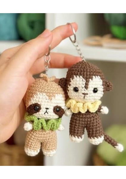 Amigurumi Tembel Hayvan ve Maymun Anahtarlık
