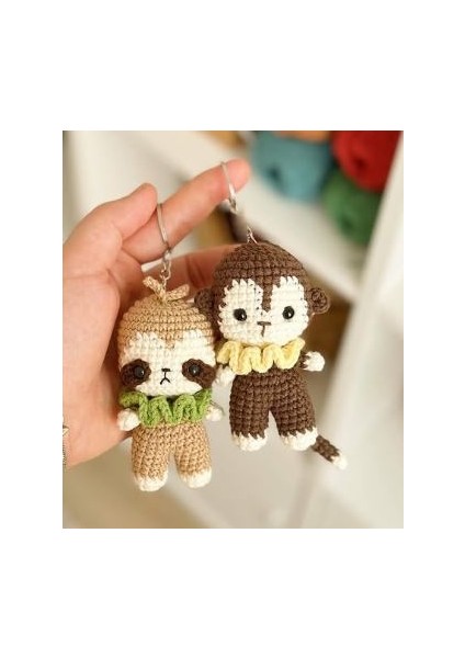 Amigurumi Tembel Hayvan ve Maymun Anahtarlık modelleri