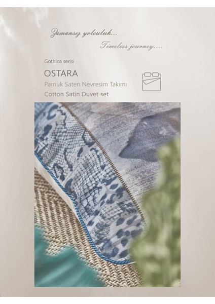 Çift Kişilik Pamuk Saten Nevresim Takımı Ostara Denim
