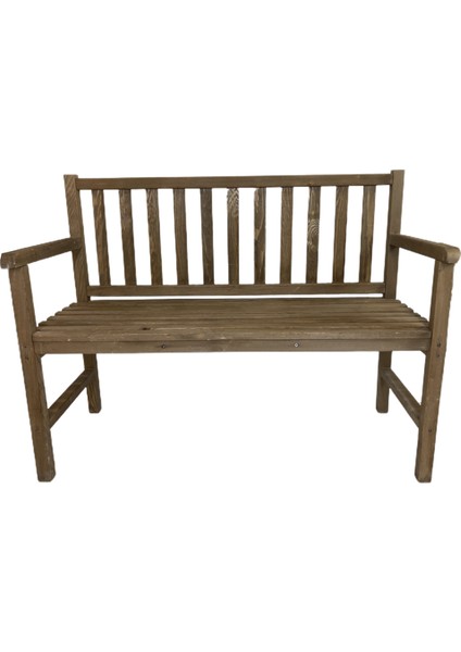 Ahşap Bahçe Bankı Kolçaklı Dış Mekan Sandalyesi Ceviz Renkli 116 x 48 x 90