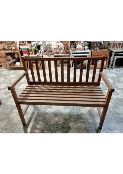 Ahşap Bahçe Bankı Kolçaklı Dış Mekan Sandalyesi Ceviz Renkli 116 x 48 x 90 fiyatları