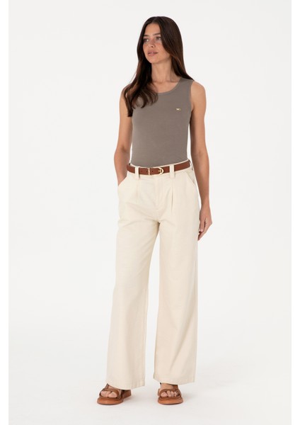 Kadın Ekru Pantolon (Kanvas-Chino) 50309133-VR019