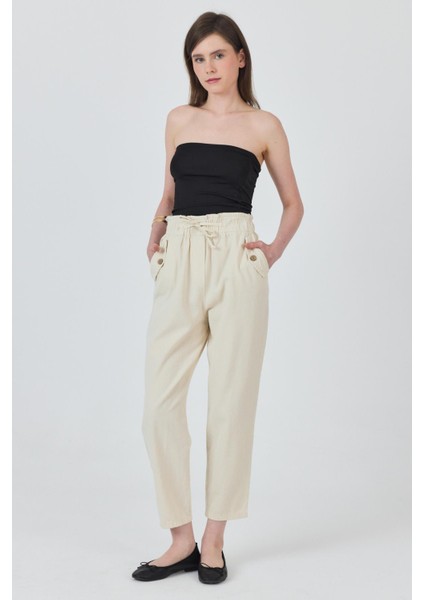 Taş Cep Düğme Detaylı Bel Lastikli Pantolon 006 fiyatları