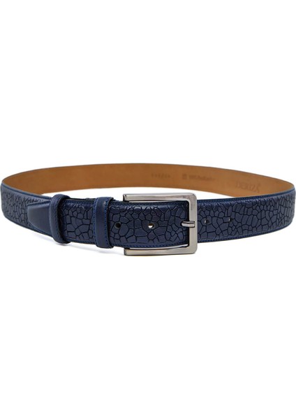 Desenli Hakiki Klasik Deri Kemer Lacivert fiyatları
