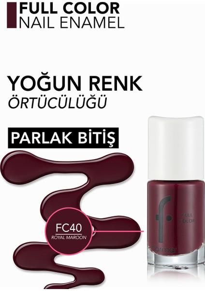 Full Color Yoğun Pigmentli Parlak Oje (FC40 Royal Maroon) 8690604379934