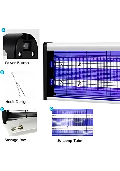 Elektrikli Sivrisinek Yok Edici Sinek Öldürücü Orta Boy Mavi Işık 10W Iki LED Asılabilir Zincir Askı