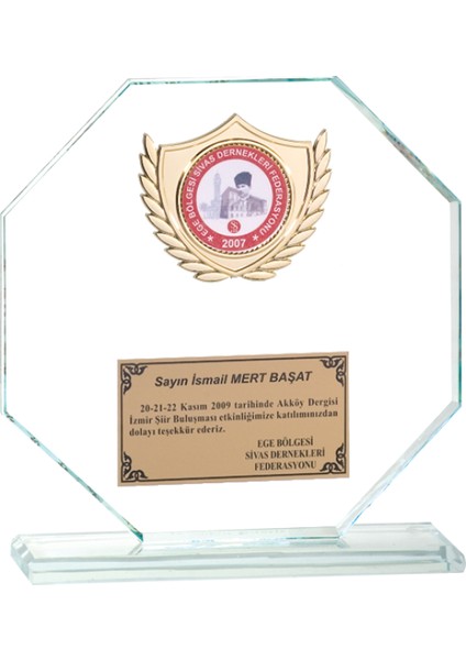 - Cam Plaketler - CM-017 A - 18X19 cm